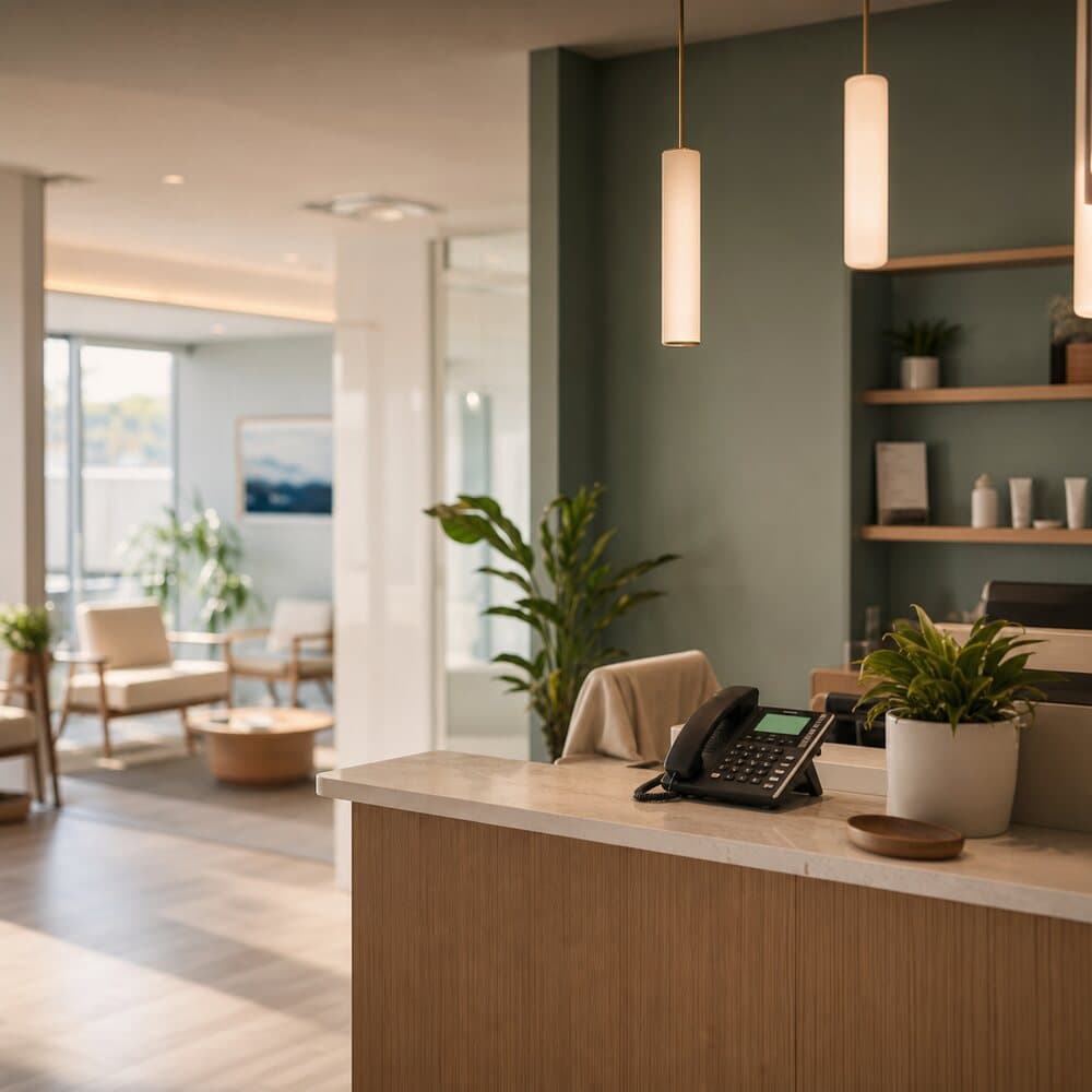 A calm, welcoming dental clinic reception area.